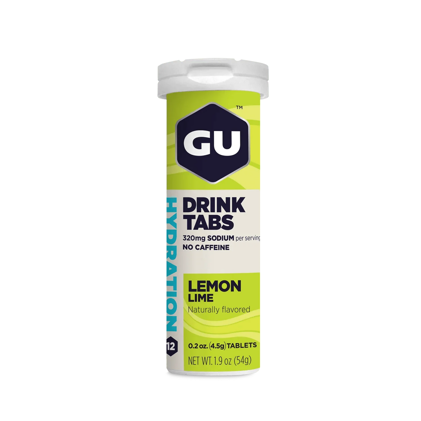 GU Electrolyte Drinks 12 Serving Tube / Lemon & Lime GU Hydration Drink Tabs XMiles