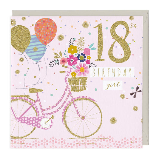 18th Birthday Girl Glitter Card