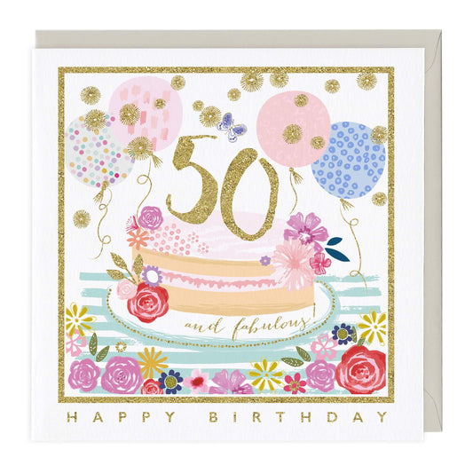 50 and Fabulous Glitter Card