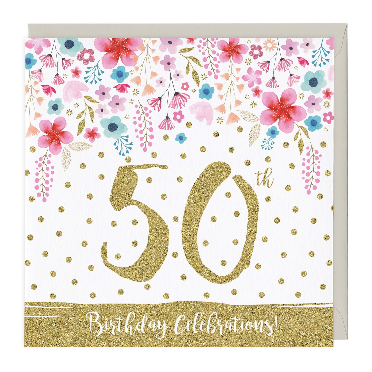 50th Birthday Celebrations Glitter Card