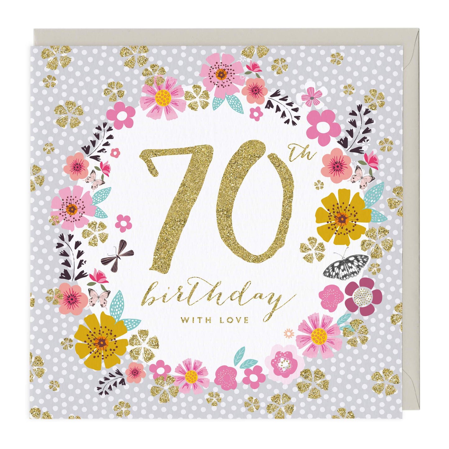 70th Birthday Glitter Card