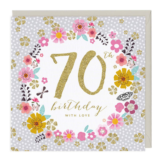 70th Birthday Glitter Card