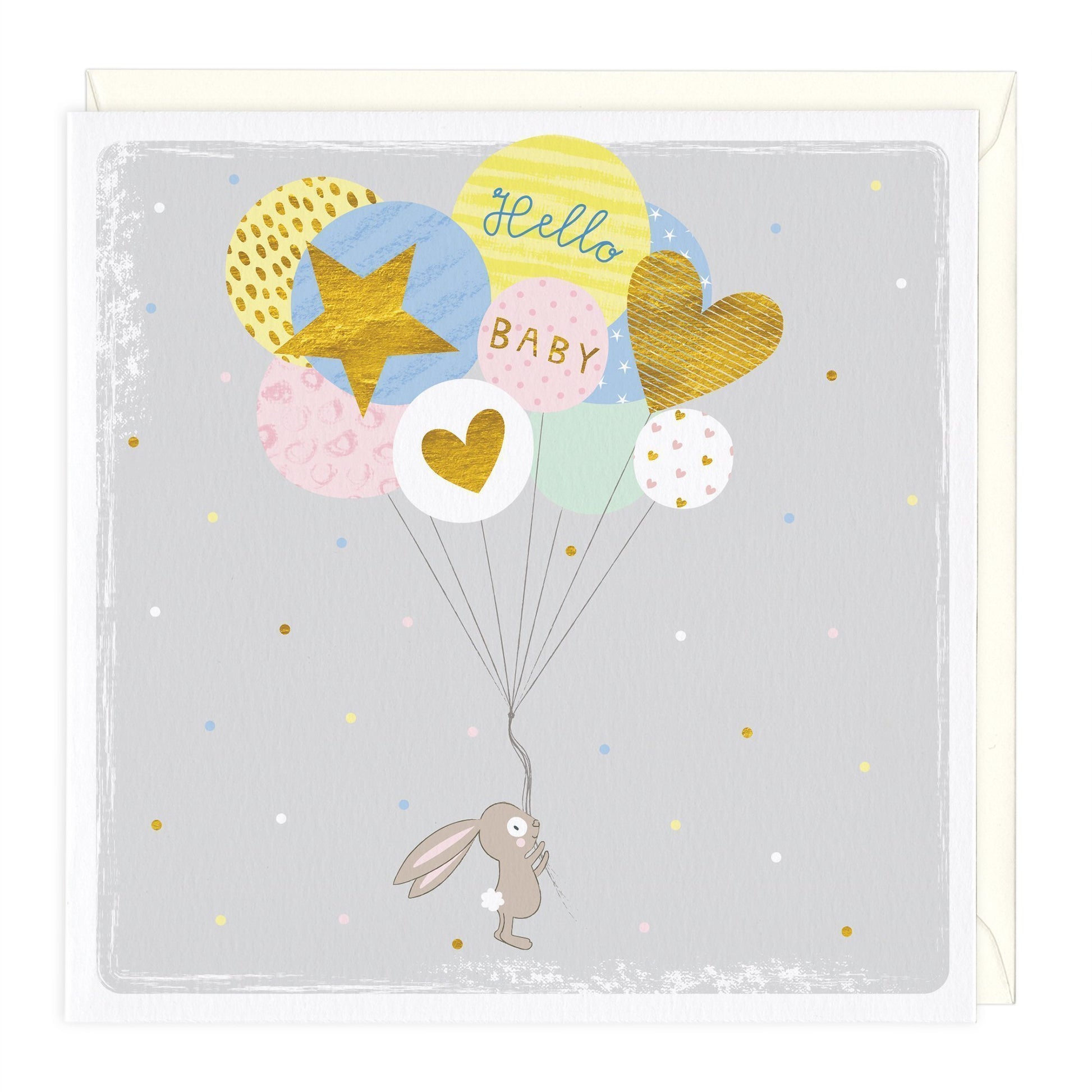 Bunny And Balloons New Baby Card