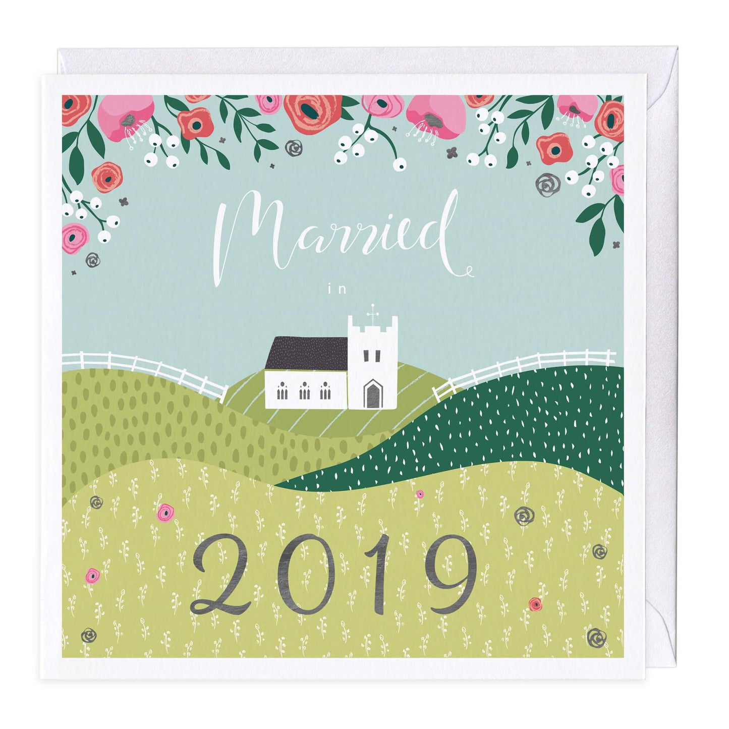 Church And Meadow Married in 2019 Wedding Card