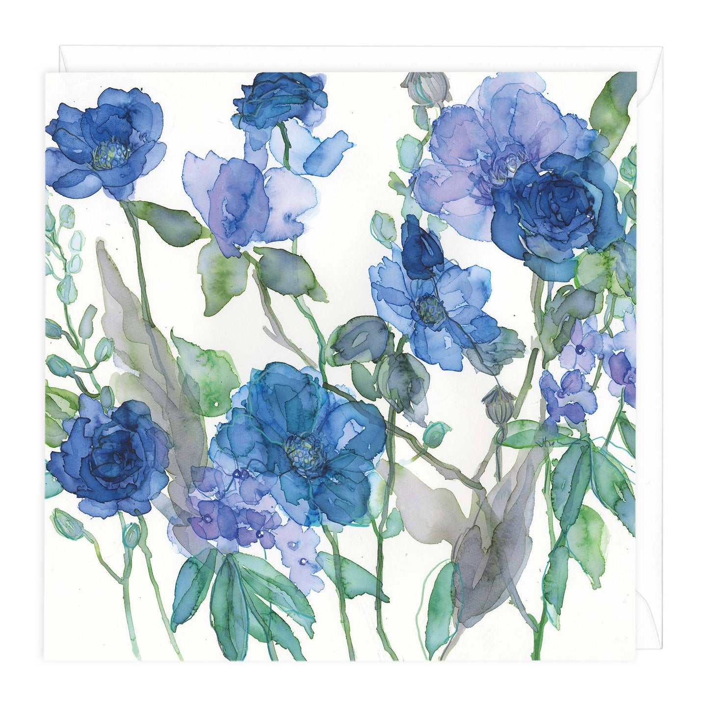 Blue Roses & Phlox Floral Art Card