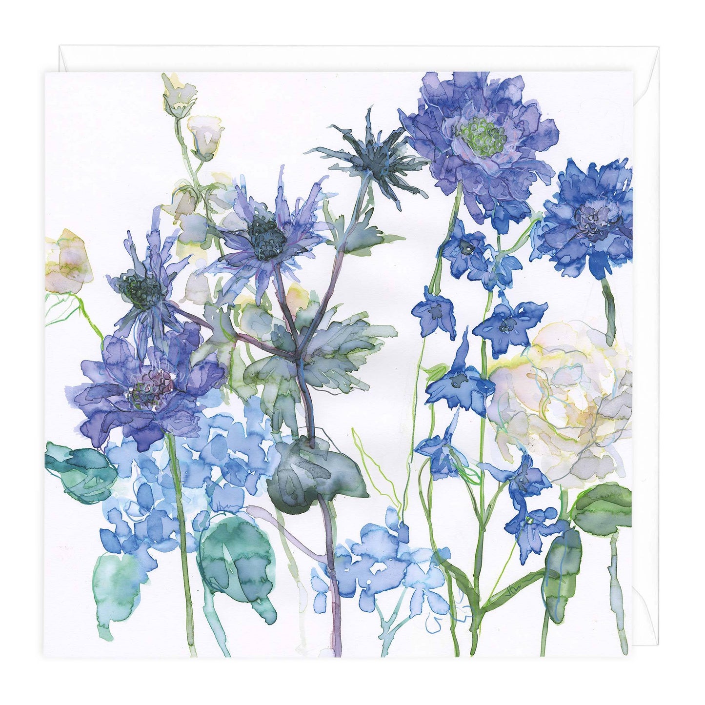 Sea Holly & Larkspur Floral Art Card