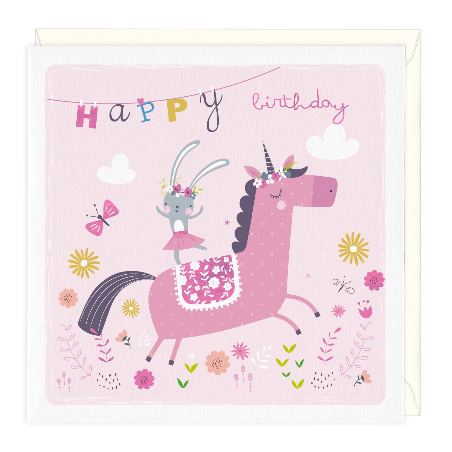 Bunny & Unicorn Childrens Birthday Card