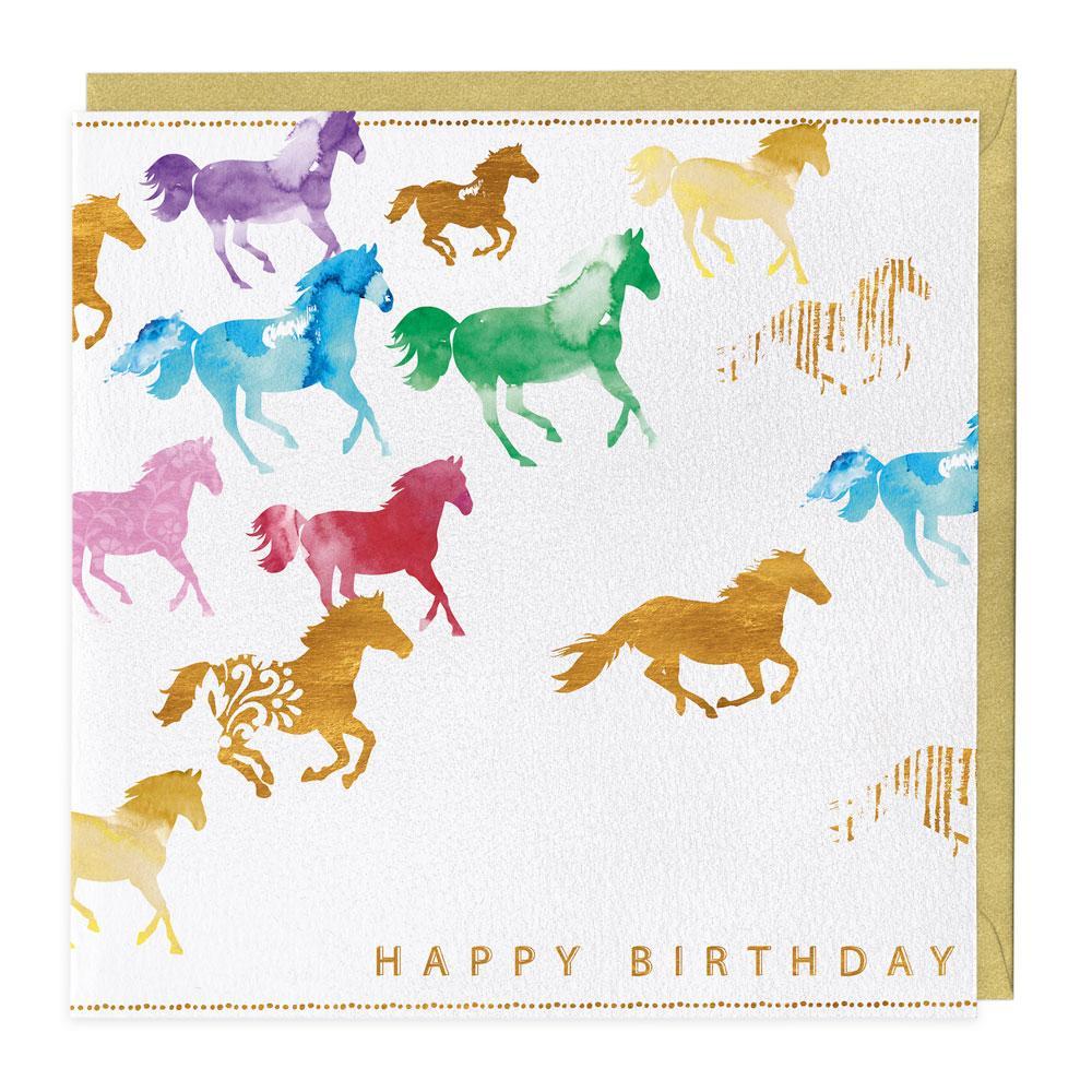 Galloping Horses Birthday Card