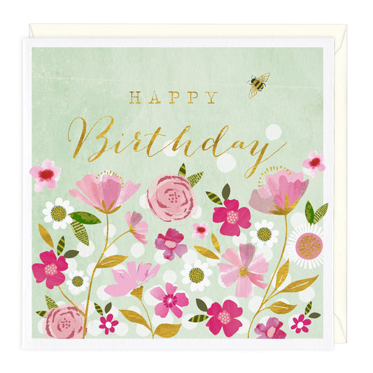 Golden Bee Happy Birthday Card