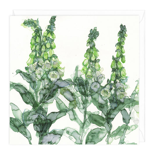 White Foxgloves Floral Art Card