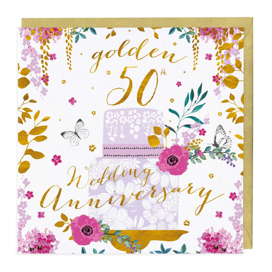 Golden 50th Wedding Anniversary Card