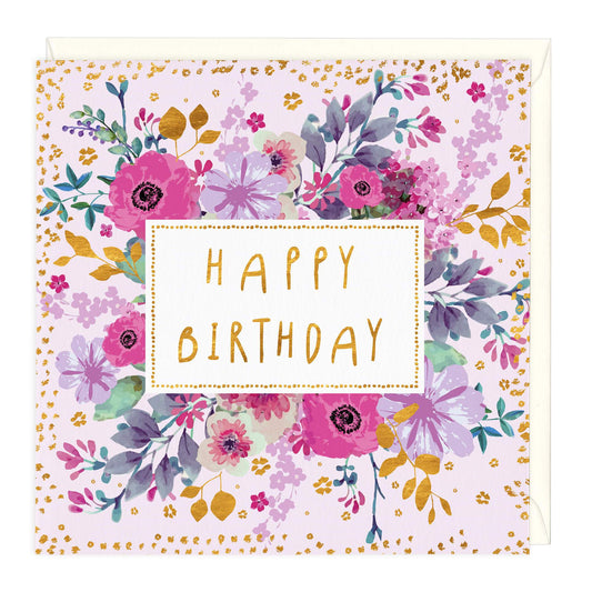 Floral Garden Happy Birthday Card