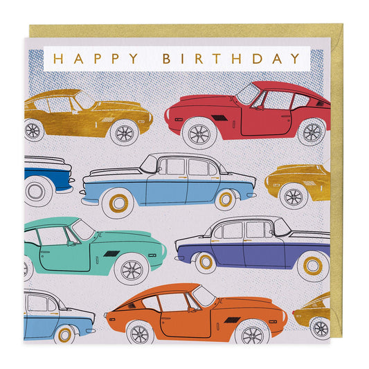 Classic Cars Happy Birthday Card