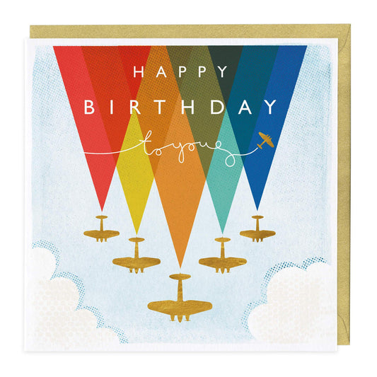 Golden Planes Birthday Card