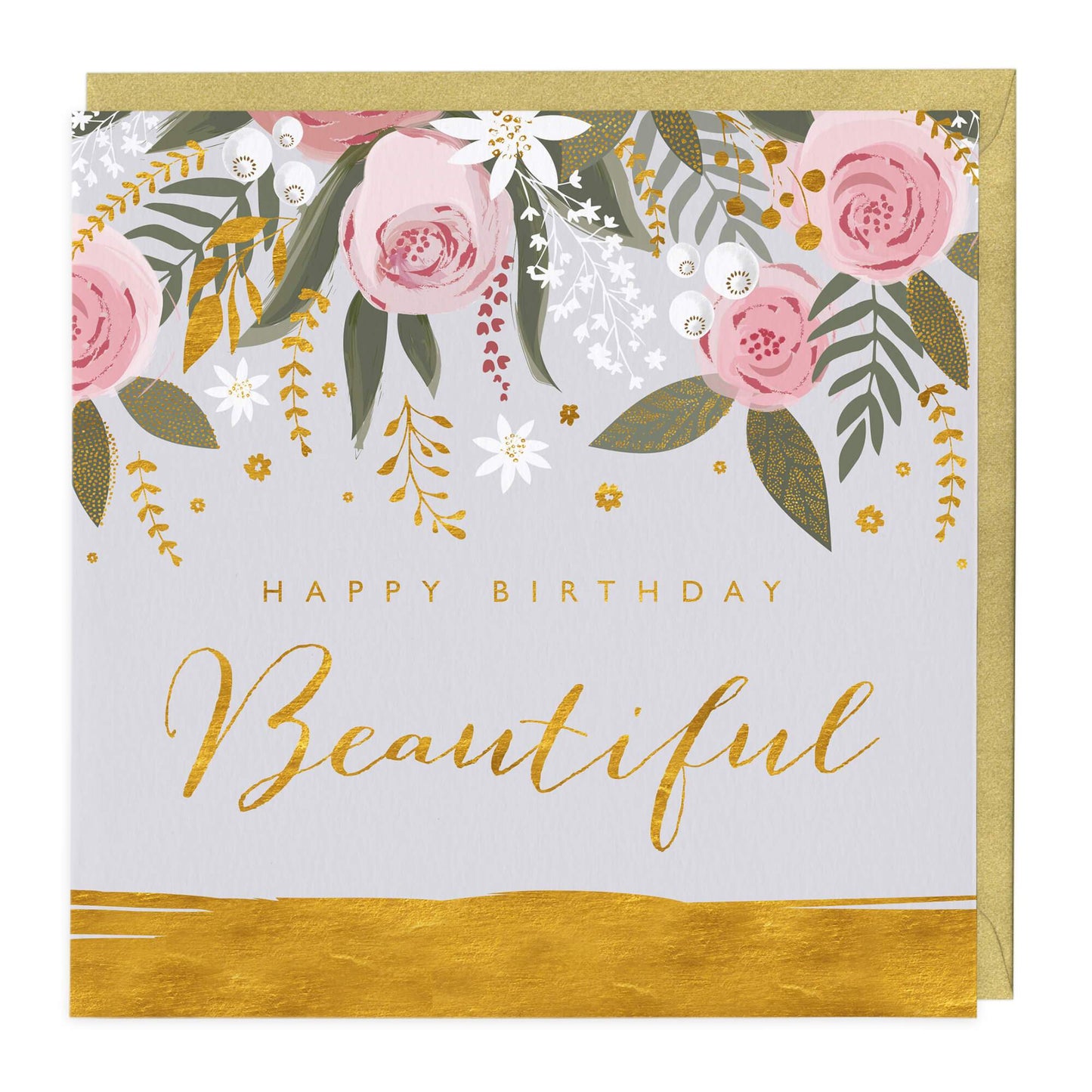 Golden Happy Birthday Beautiful Card