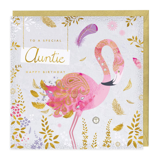 To A Special Auntie Flamingo Birthday Card