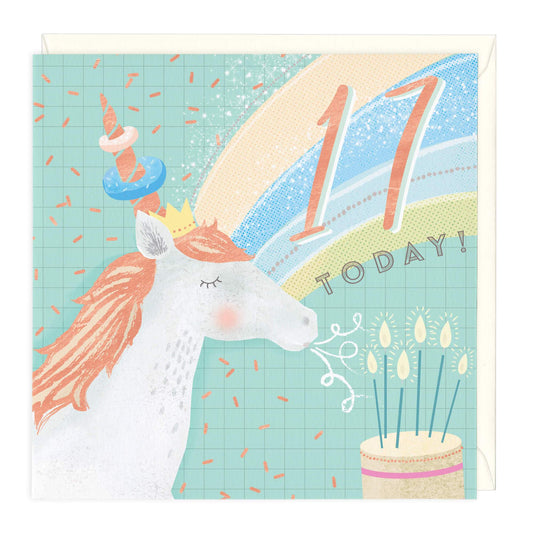 17 Today Unicorn Birthday Card