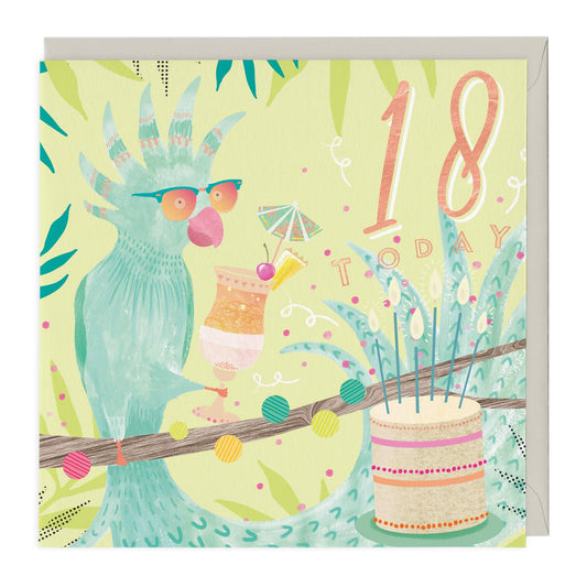 18 Today Party Parrot Card