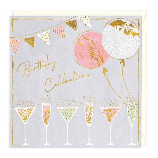 Glasses of Fizz Birthday Celebrations Card