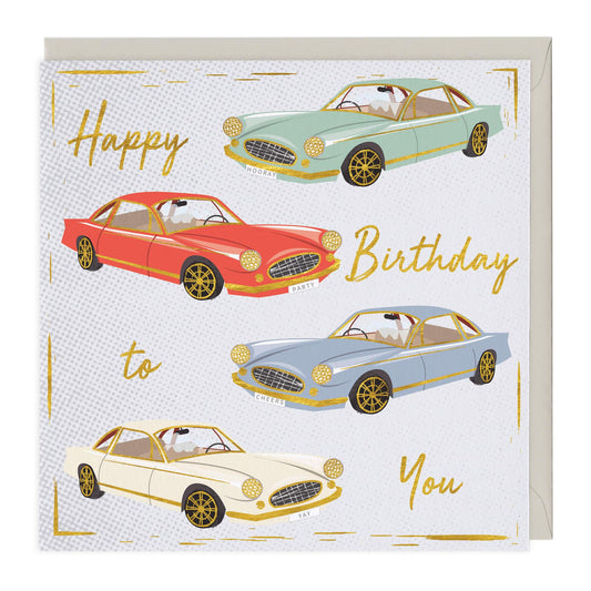 Classic Cars Happy Birthday To You Card