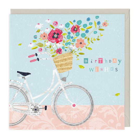 Floral Basket Birthday Wishes Cycle Card