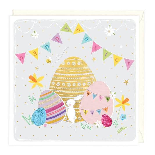 Bunny And Bunting Happy Easter Card