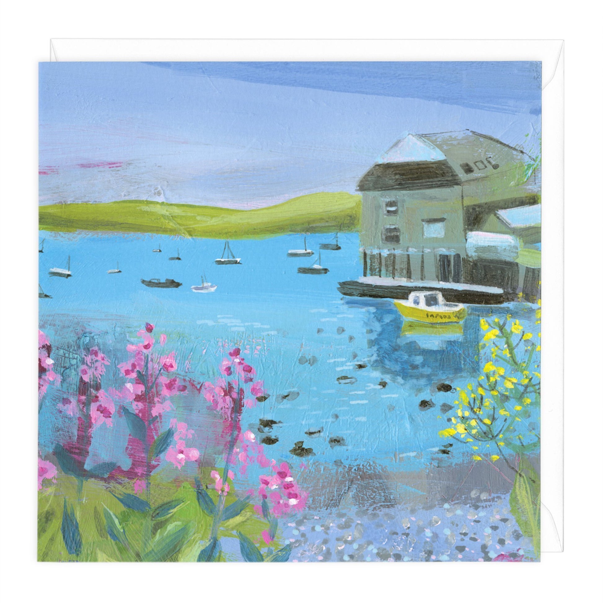 Summer Flowers, Blue Sea Art Card