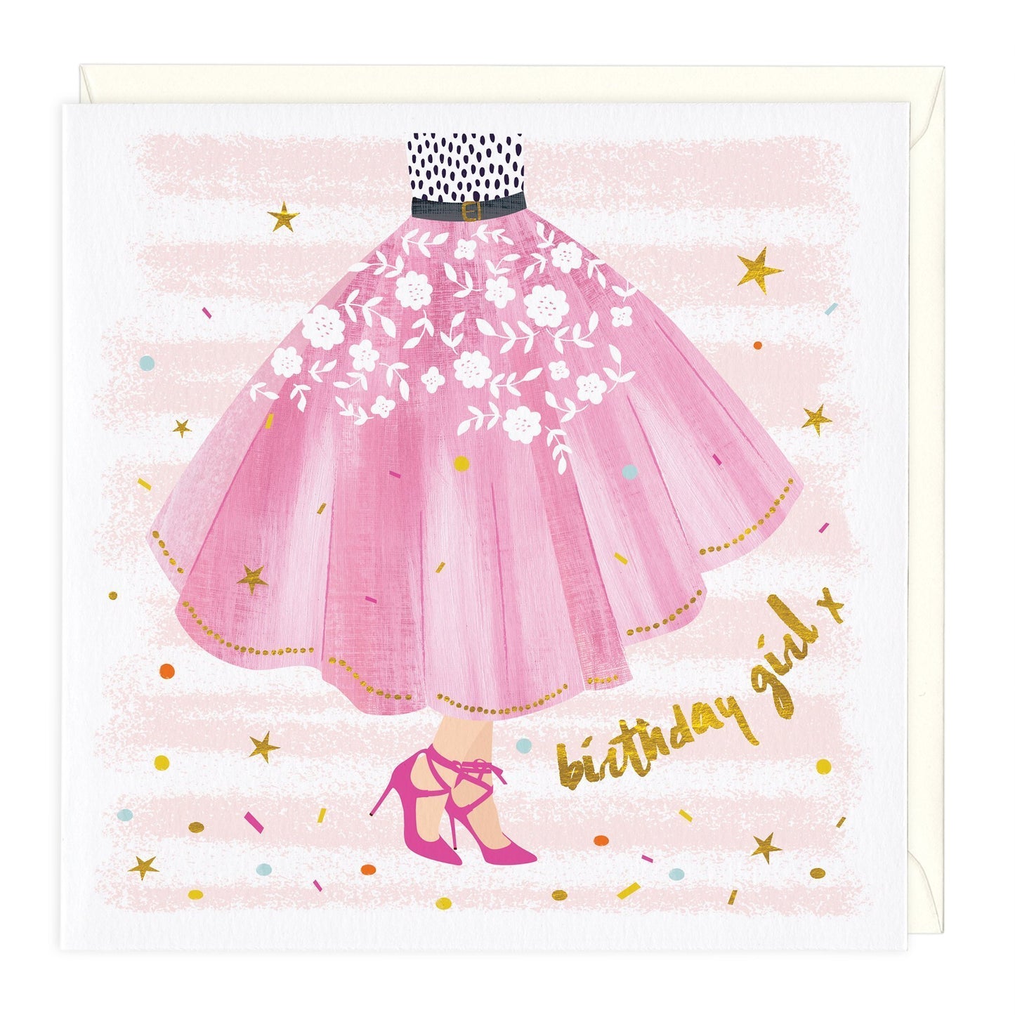 Pink Skirt And Shoes Birthday Girl Card