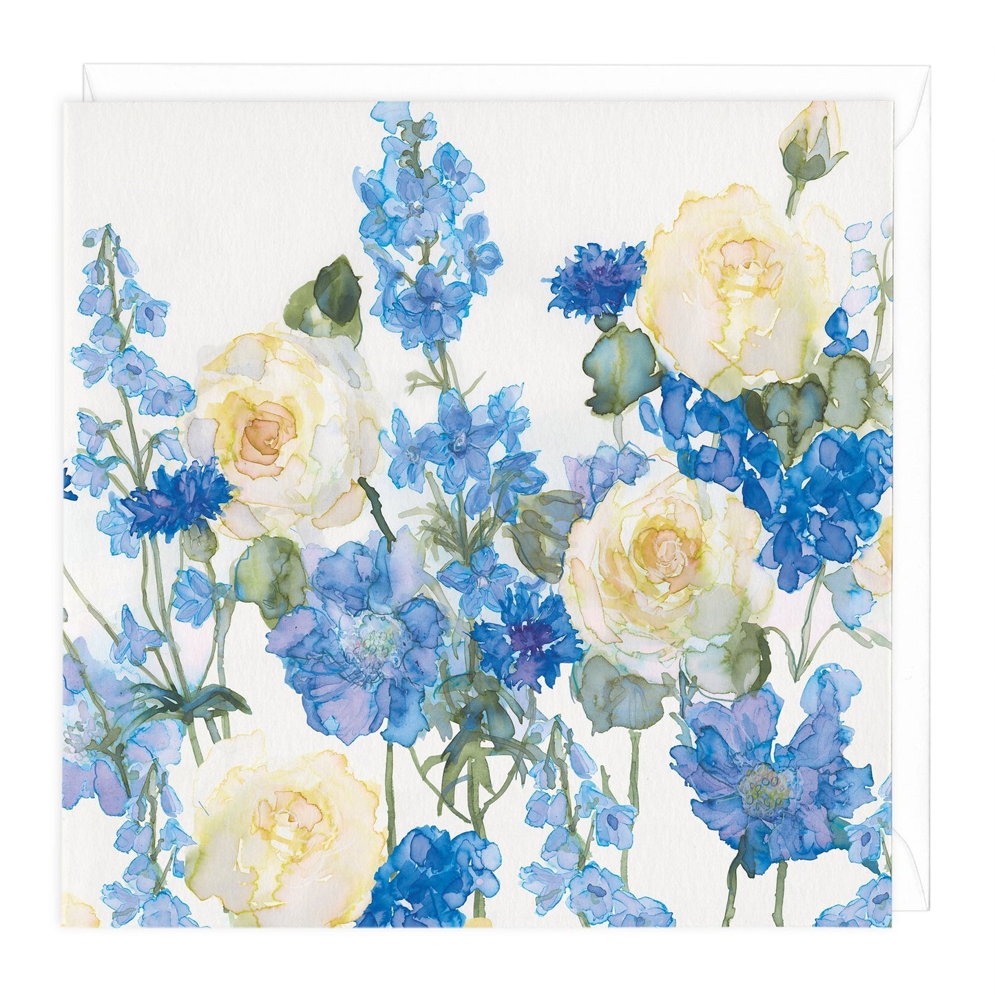 Blue Cornflowers Floral Art Card