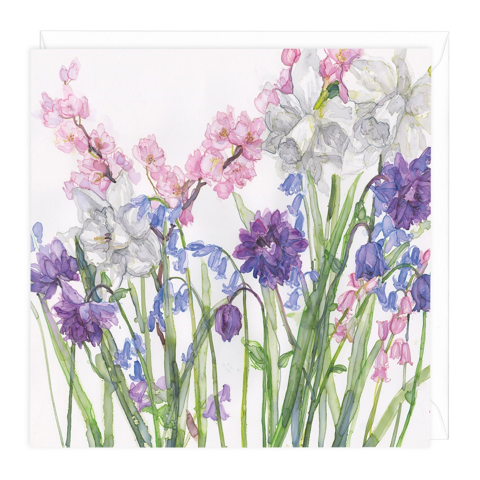 Narcissus And Bluebells Floral Art Card