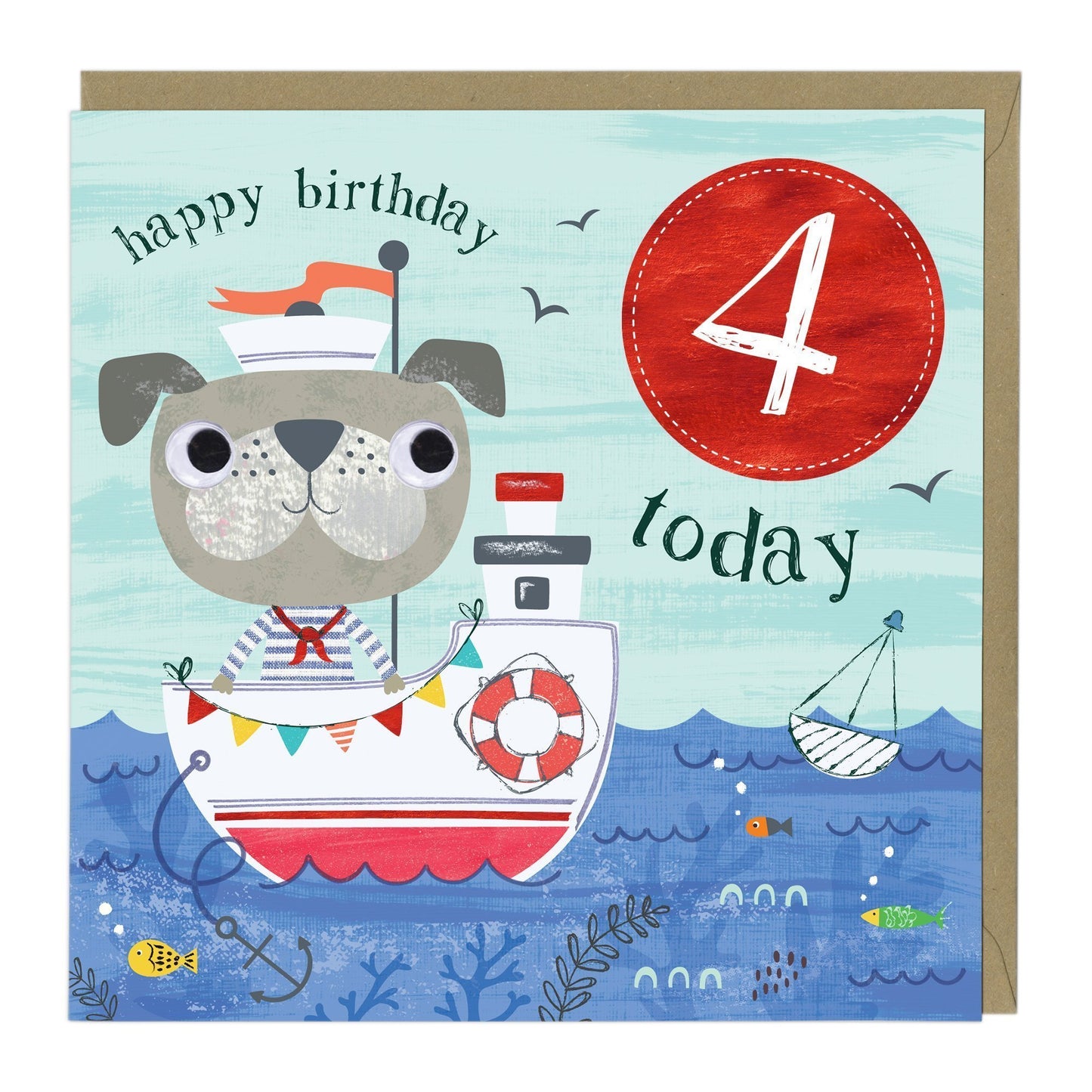 4 Today Sailor Dog Children's Birthday Card