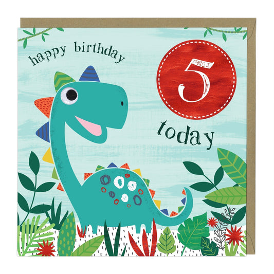 5 Today Dinosaur Children's Birthday Card