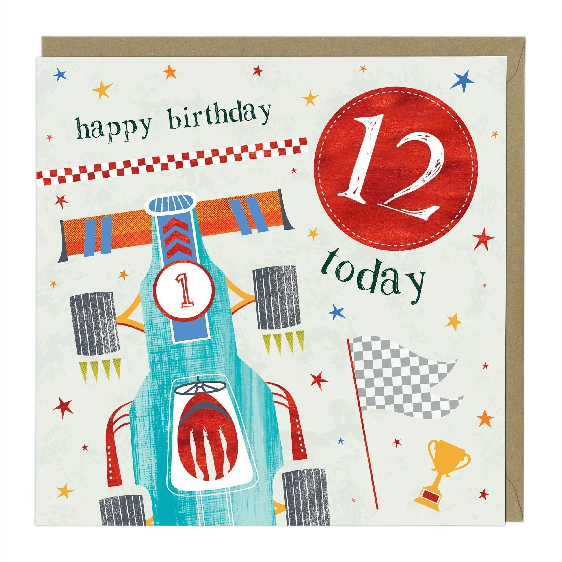 12 Today Race Car Children's Birthday Card