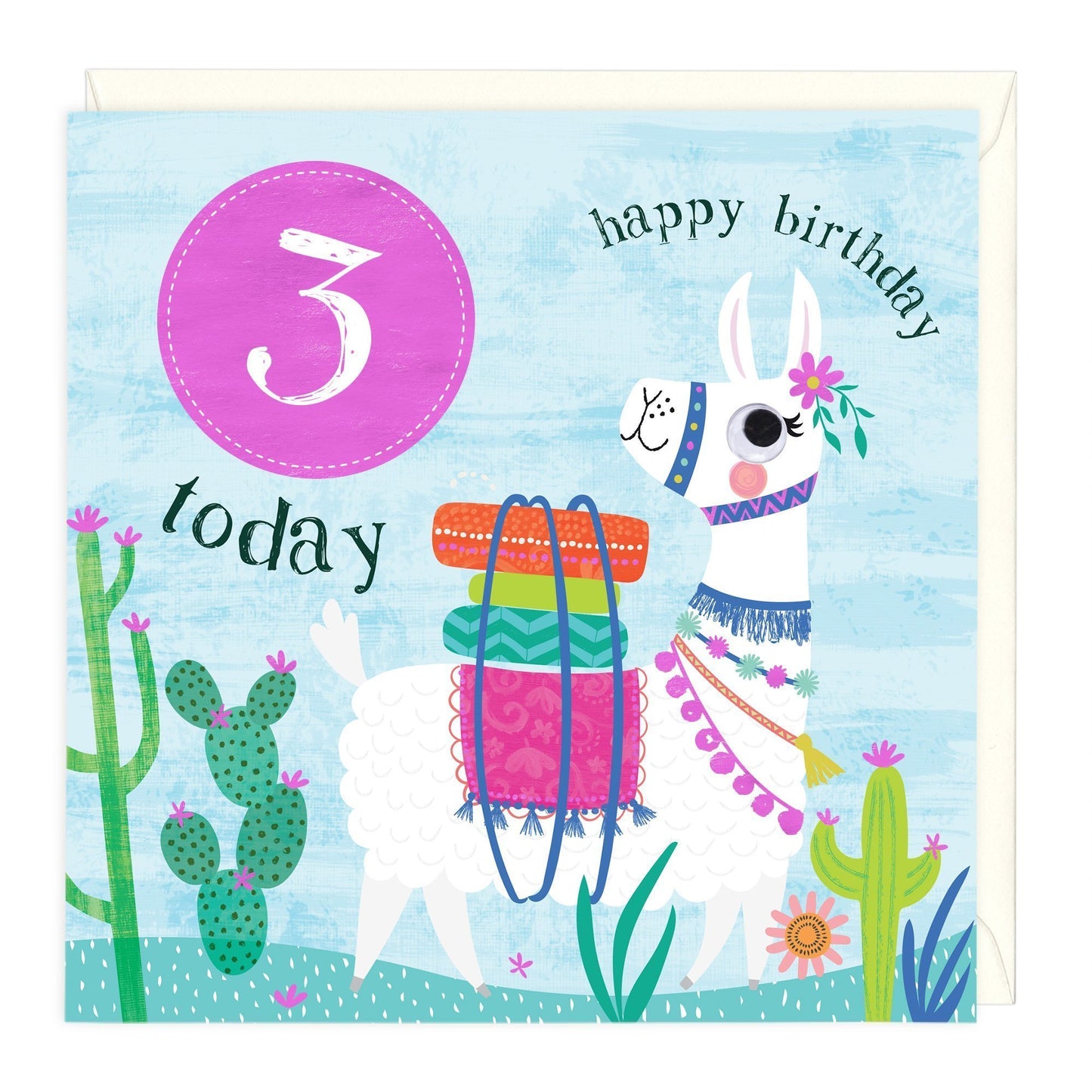 3 Today Llama Children's Birthday Card