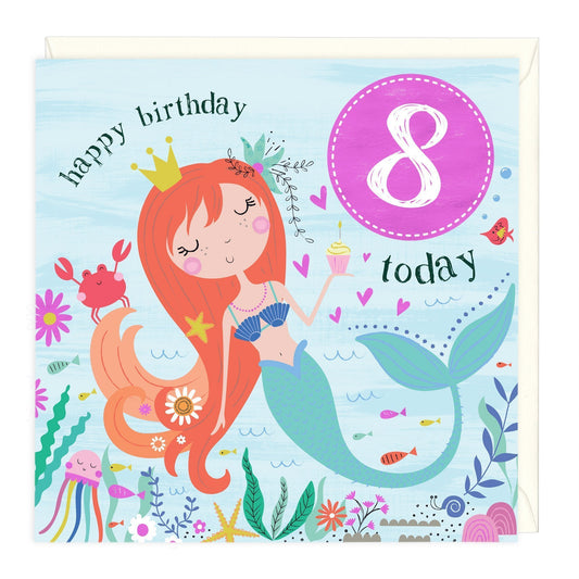 8 Today Mermaid Children's Birthday Card