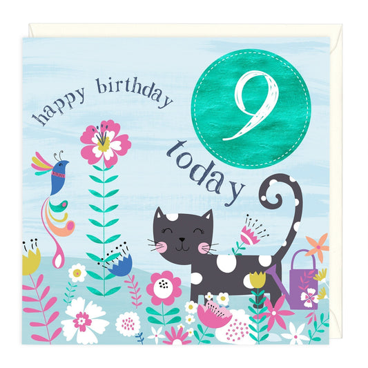 9 Today Cat Children's Birthday Card