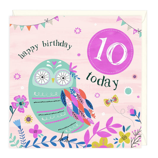 10 Today Owl Children's Birthday Card