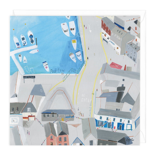 Padstow Harbour From Above Art Card