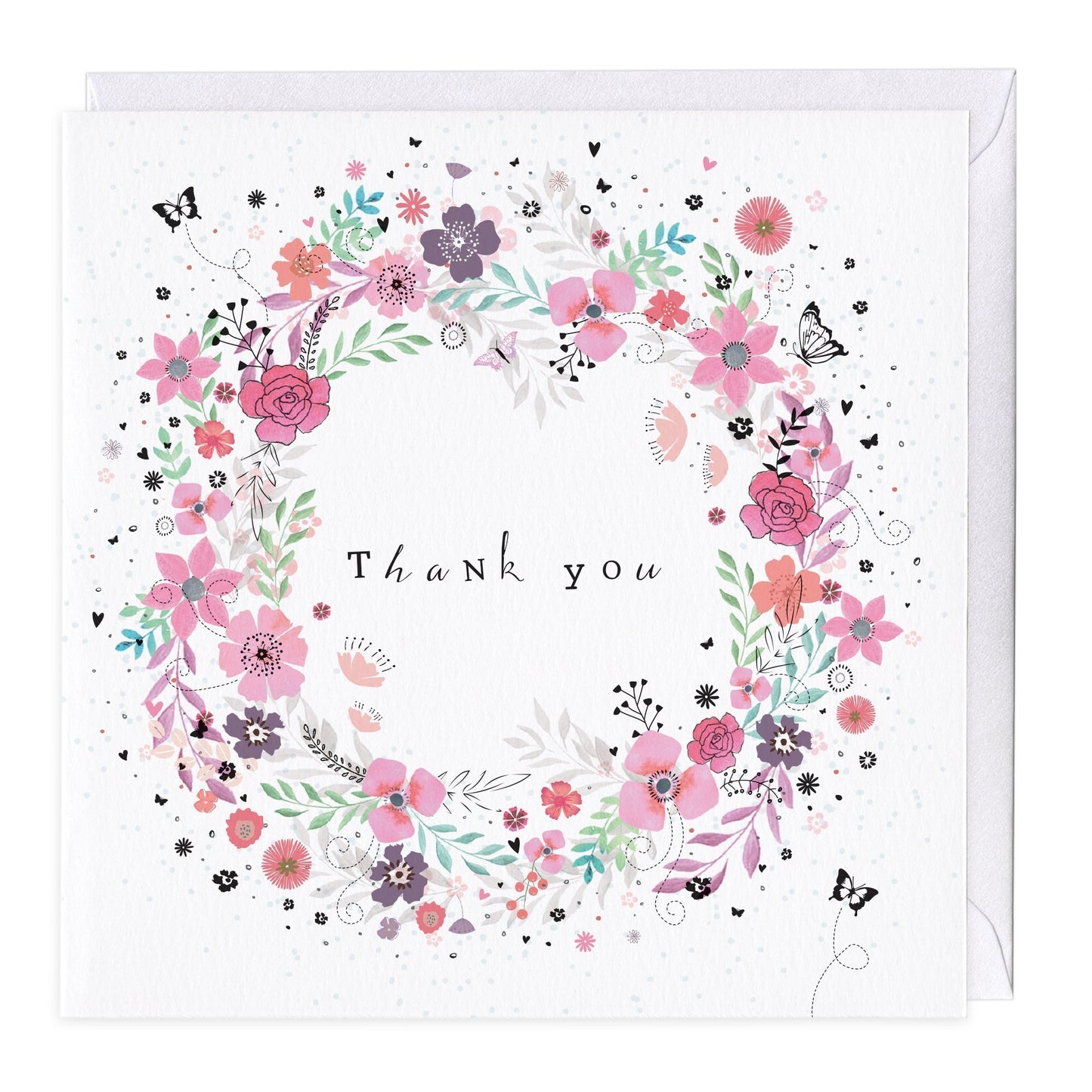 Ring Of Flowers Thank You Card