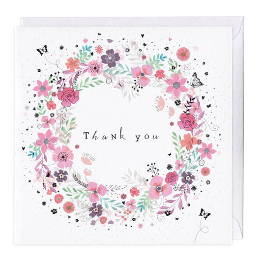 Ring Of Flowers Thank You Card