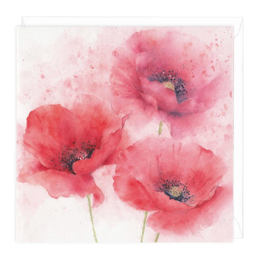 Three Poppies Floral Art Card