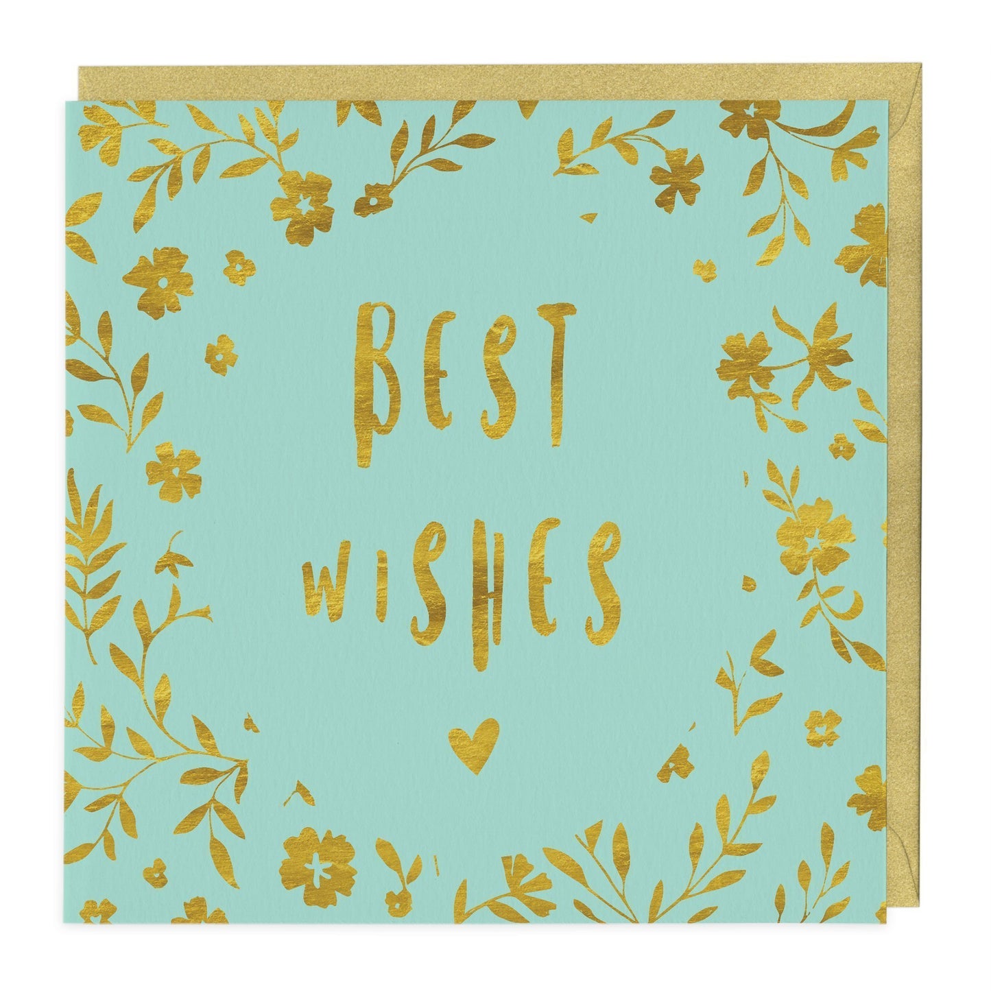 Gold Flowers Best Wishes Card