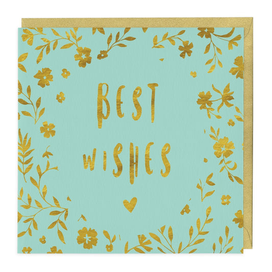 Gold Flowers Best Wishes Card