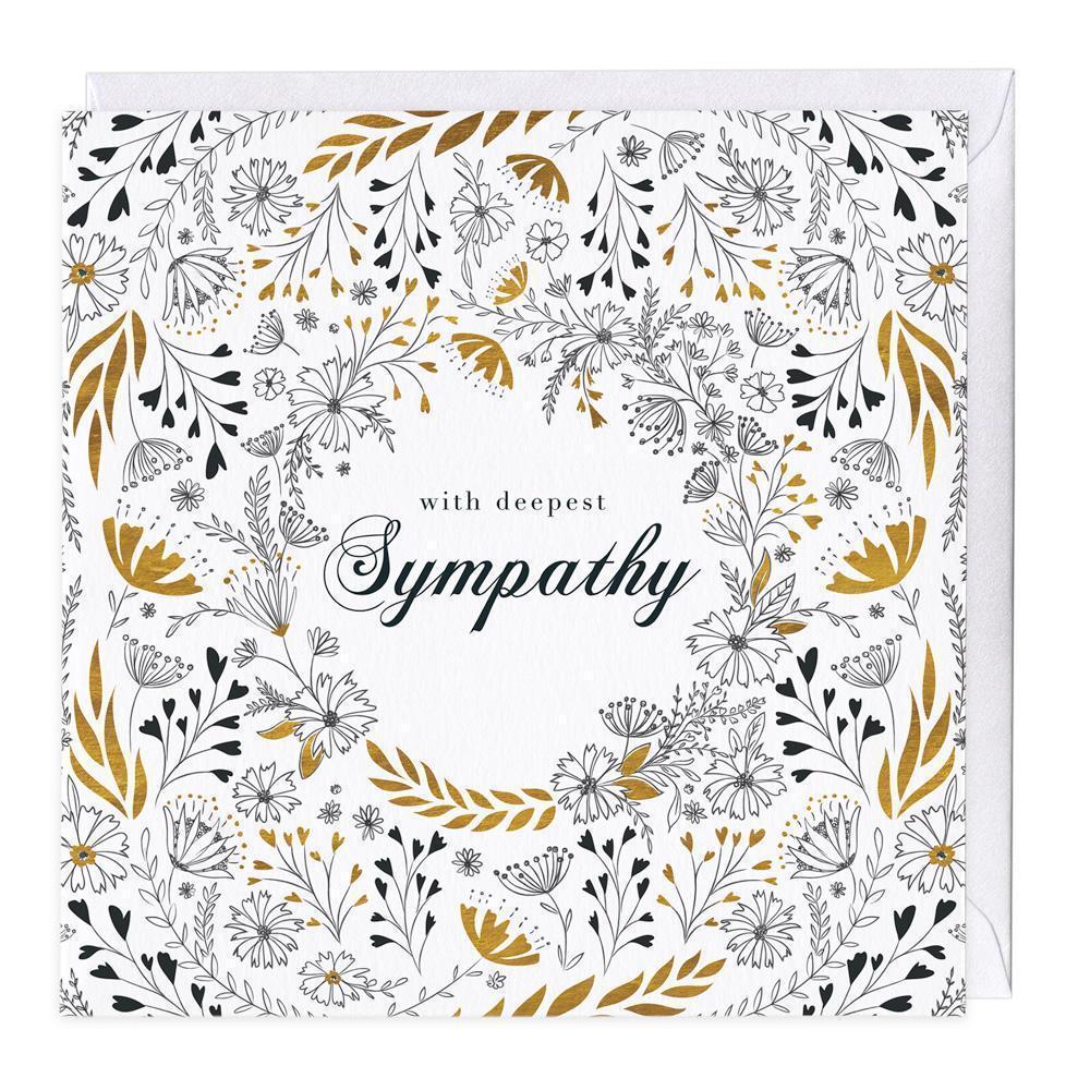 Golden Floral With Deepest Sympathy Card