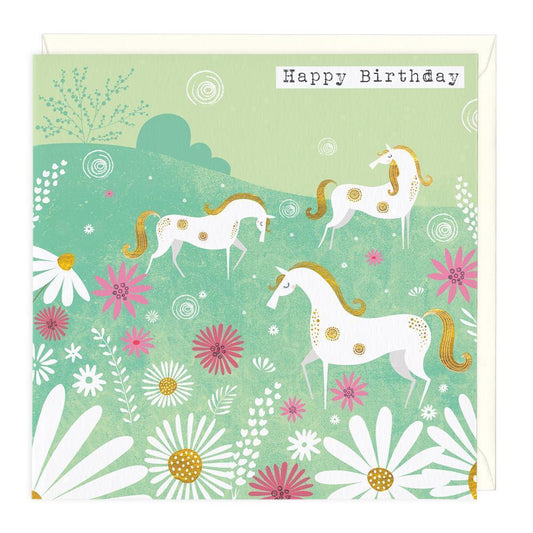 Golden Horses Birthday Card