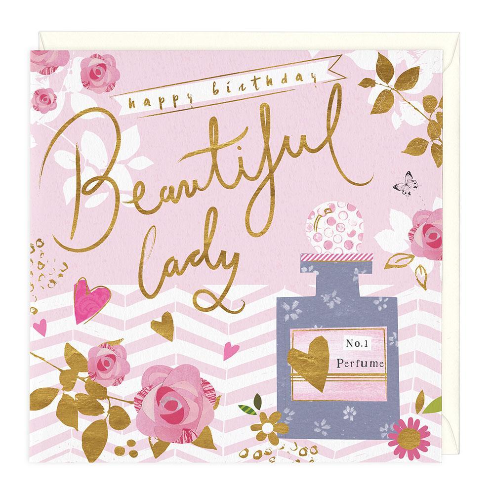 Perfume and Flowers Beautiful Lady Birthday Card