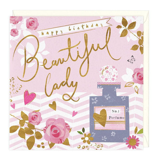 Perfume and Flowers Beautiful Lady Birthday Card