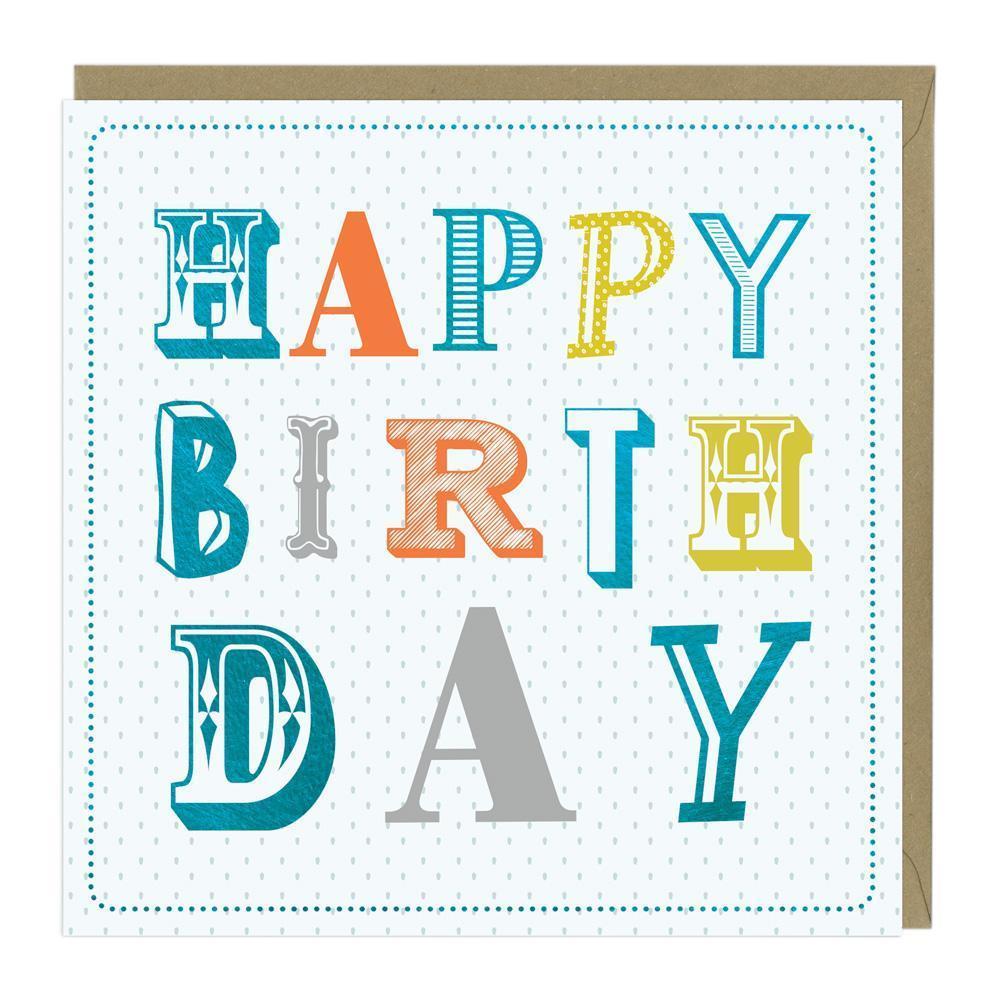 Blue Foiled Happy Birthday Message Card