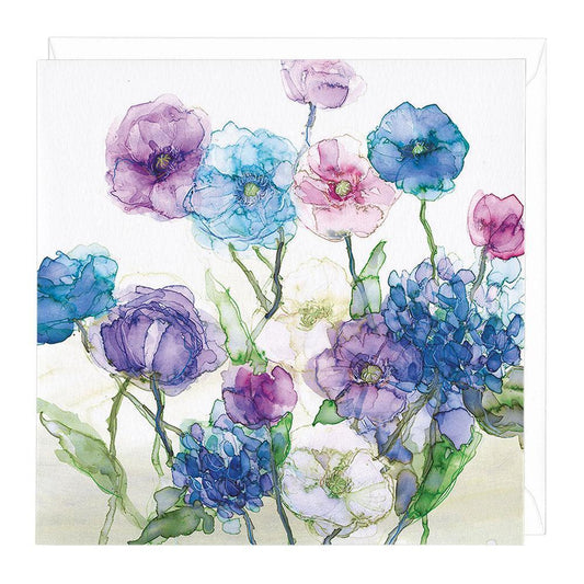 Poppies and Hydrangeas Card