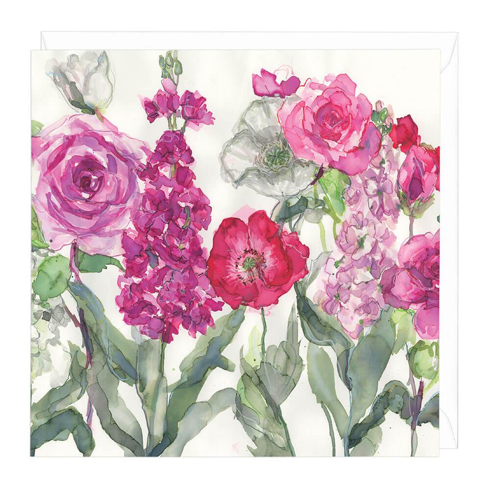 Poppies, Verbascum & Daises Floral Card